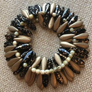 Black and Gold Speckled Memory Wire Bracelet